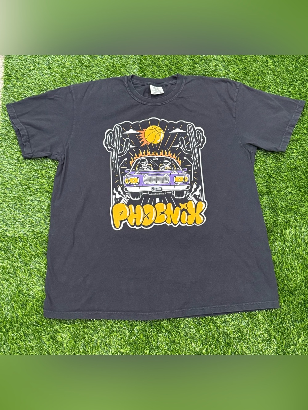 Phoenix Suns Skeleton Lowrider / Car Riding Graphic Tee XL